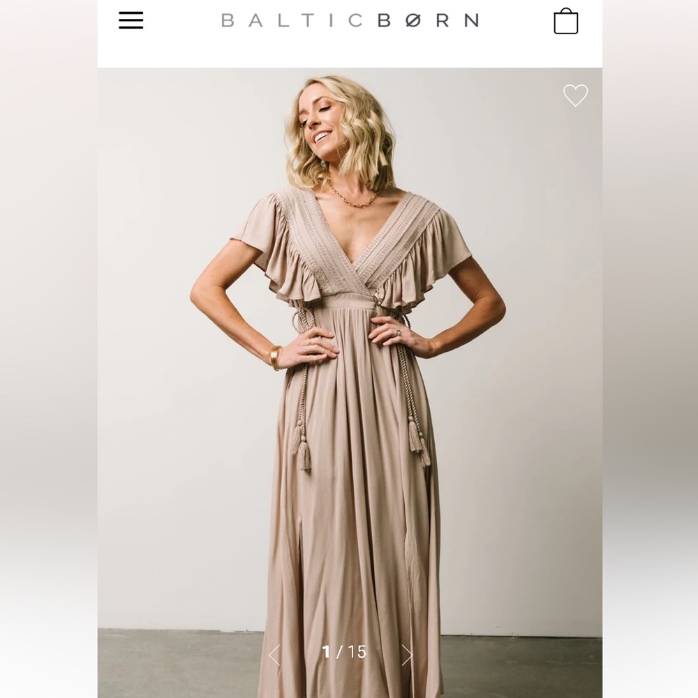 Jennifer Deep V Maxi Dress Baltic Born -Sand- XXL